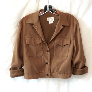 Suede-like cropped camel jacket (1970s look)